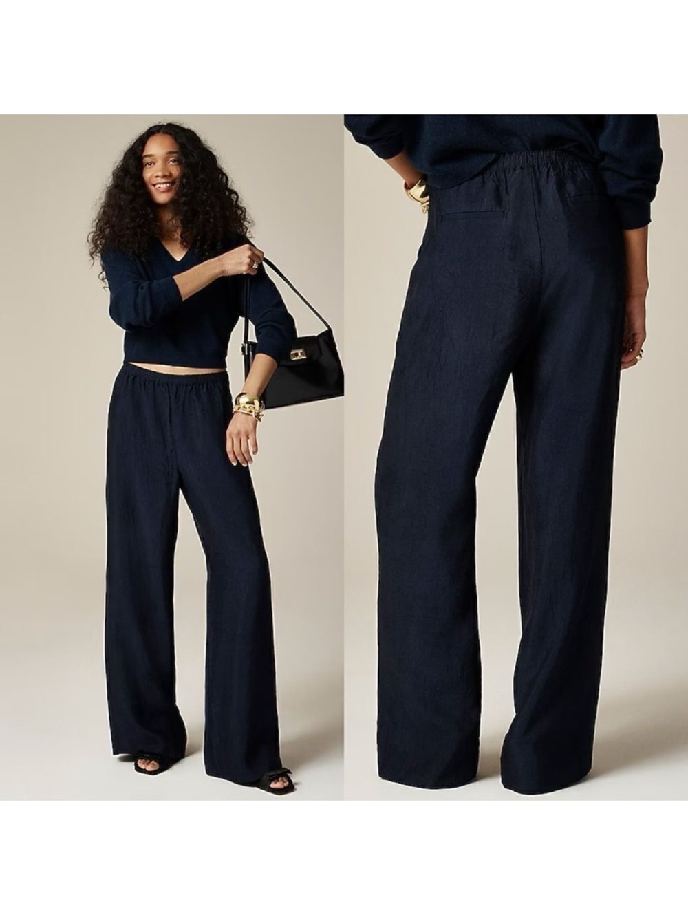 JCREW Stratus Pant - Wide-Leg Navy Pull-On Pants